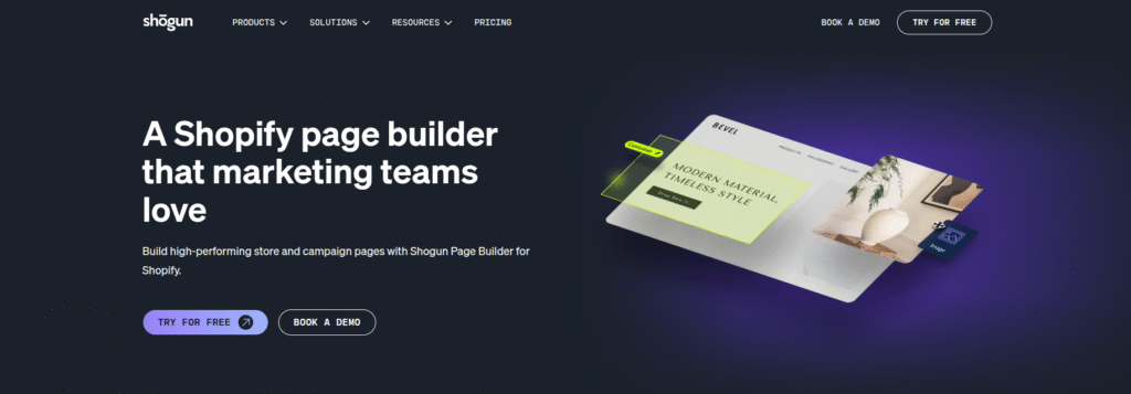 Shogun shopify website builder 