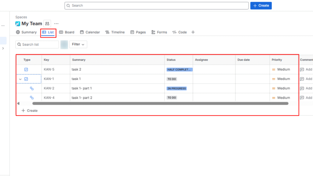 Creating Tasks and Backlogs in Jira Project Management Software