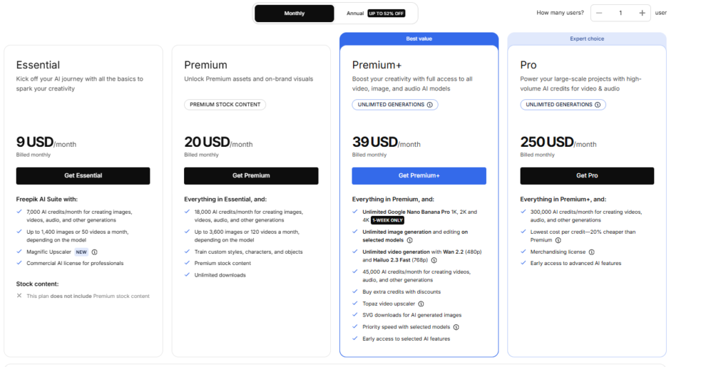 freepik subscription plans