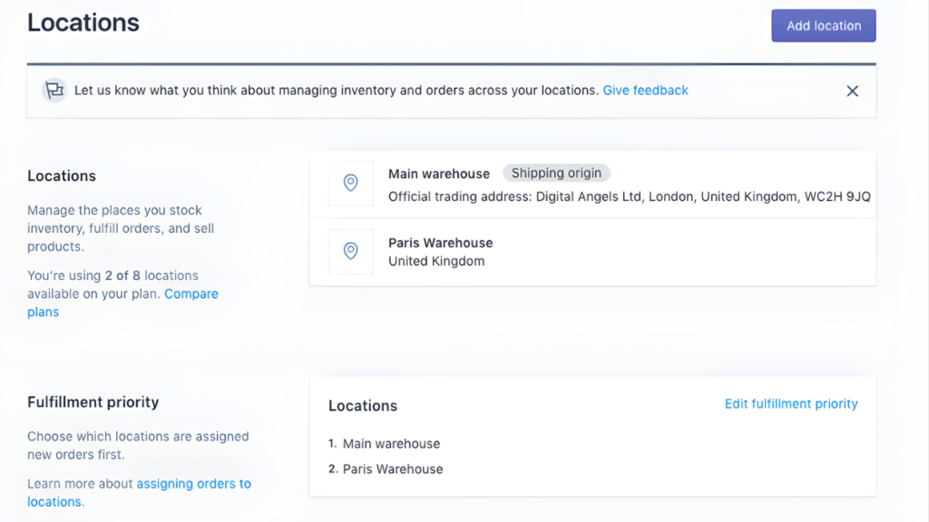 Setting Up Your First Location in shopify