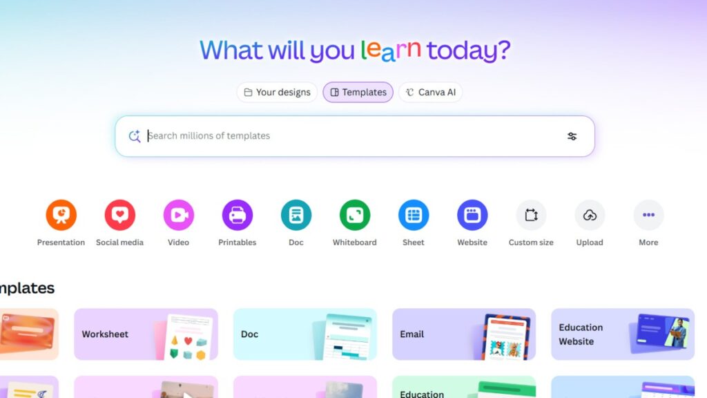 open canva and start a new design or use a template