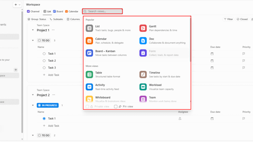 Using Views to Visualize Work