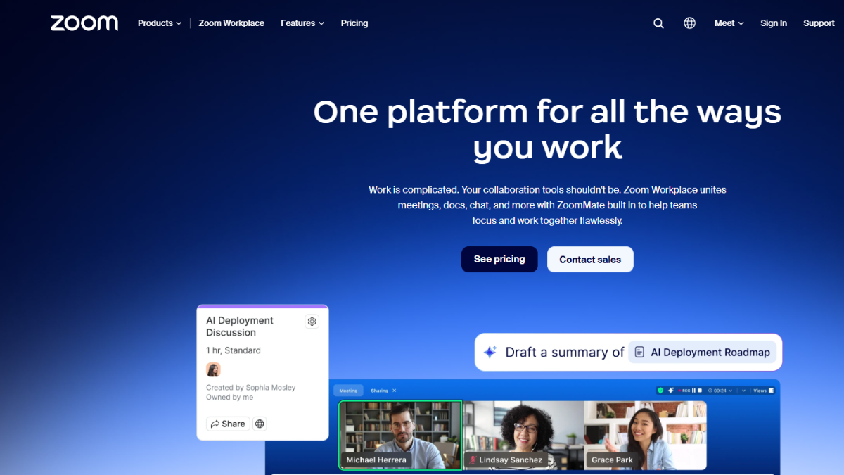 Zoom Workplace communication tool
